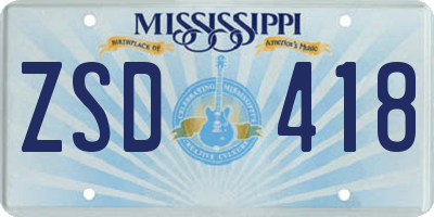 MS license plate ZSD418