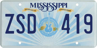 MS license plate ZSD419