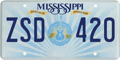MS license plate ZSD420