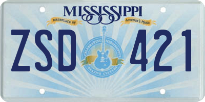 MS license plate ZSD421
