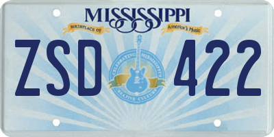 MS license plate ZSD422