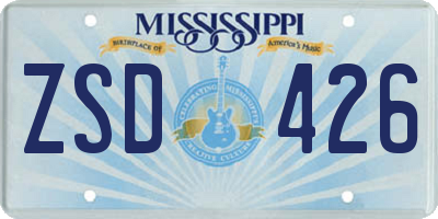 MS license plate ZSD426