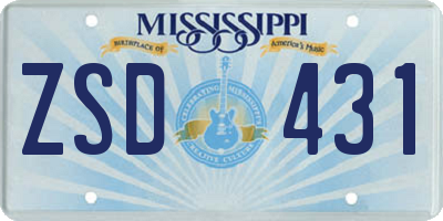 MS license plate ZSD431