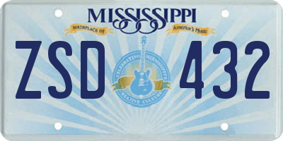 MS license plate ZSD432