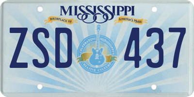 MS license plate ZSD437