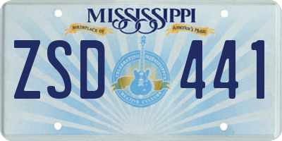 MS license plate ZSD441