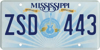MS license plate ZSD443