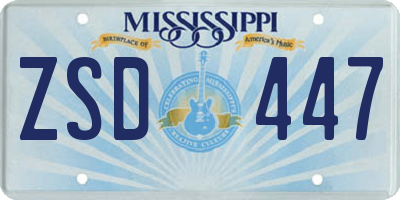 MS license plate ZSD447