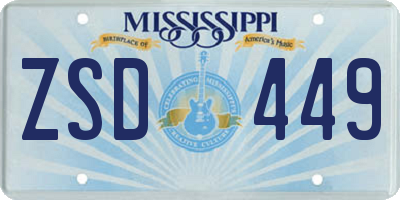 MS license plate ZSD449