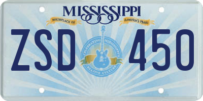 MS license plate ZSD450