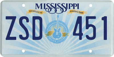 MS license plate ZSD451