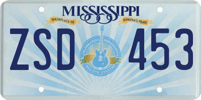 MS license plate ZSD453