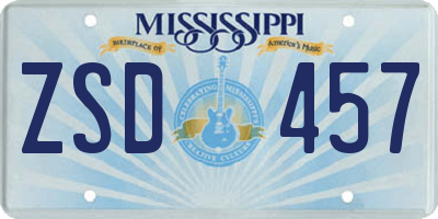 MS license plate ZSD457