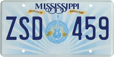 MS license plate ZSD459