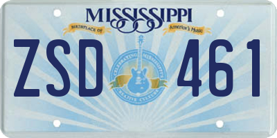 MS license plate ZSD461