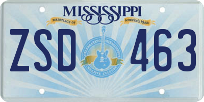 MS license plate ZSD463