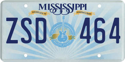 MS license plate ZSD464