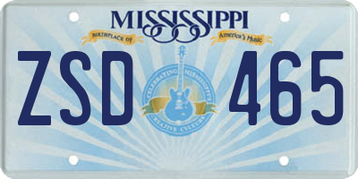MS license plate ZSD465