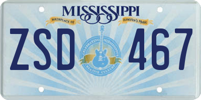 MS license plate ZSD467
