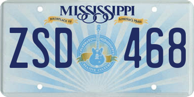MS license plate ZSD468
