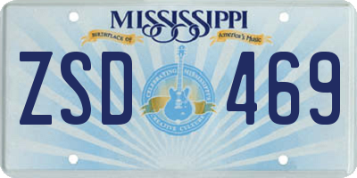 MS license plate ZSD469