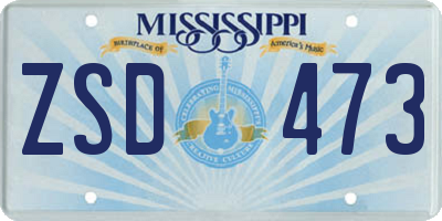 MS license plate ZSD473
