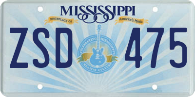 MS license plate ZSD475