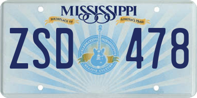 MS license plate ZSD478
