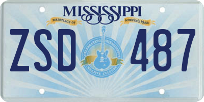 MS license plate ZSD487