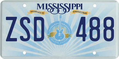 MS license plate ZSD488