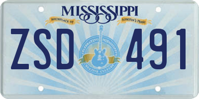 MS license plate ZSD491