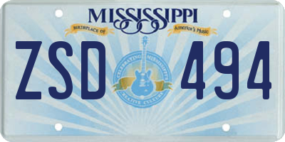 MS license plate ZSD494