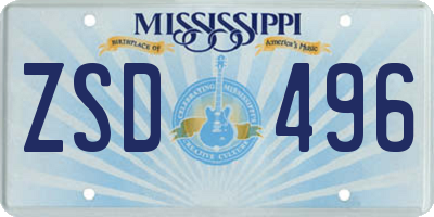 MS license plate ZSD496