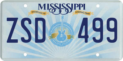 MS license plate ZSD499