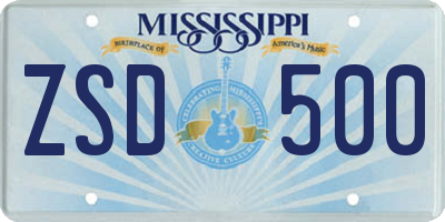 MS license plate ZSD500
