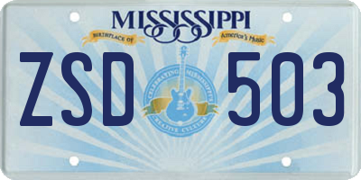 MS license plate ZSD503