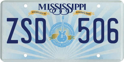 MS license plate ZSD506