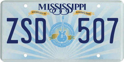 MS license plate ZSD507