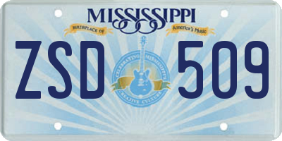 MS license plate ZSD509