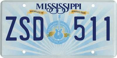 MS license plate ZSD511