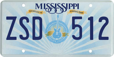 MS license plate ZSD512