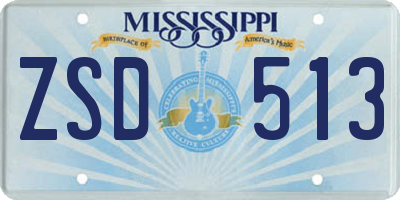 MS license plate ZSD513