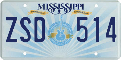 MS license plate ZSD514