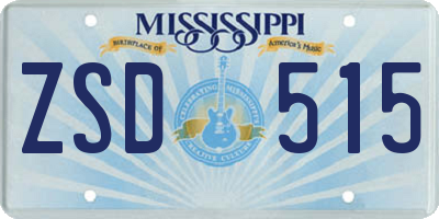 MS license plate ZSD515