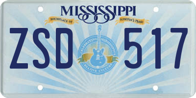 MS license plate ZSD517