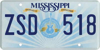 MS license plate ZSD518