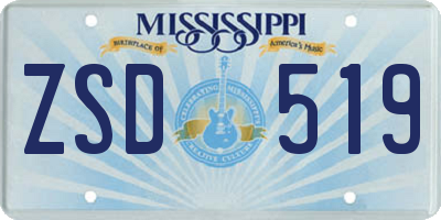 MS license plate ZSD519