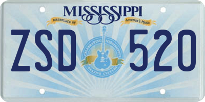 MS license plate ZSD520
