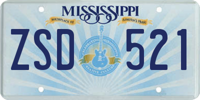 MS license plate ZSD521