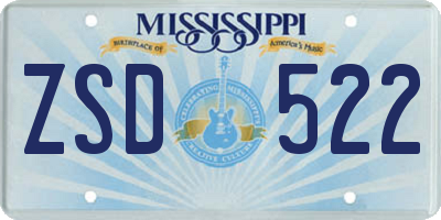MS license plate ZSD522